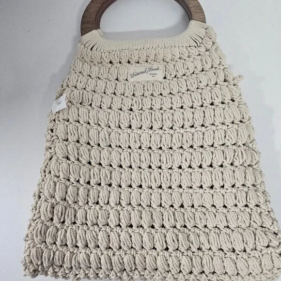 Universal Thread Bag Cream Crochet Boho Hippie Festival - Picture 8 of 12